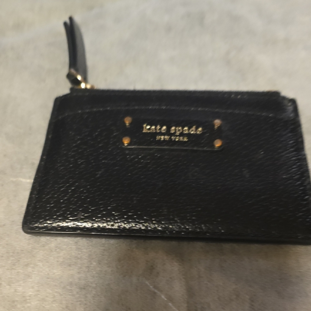 Kate Spade Black Leather Zip Pouch